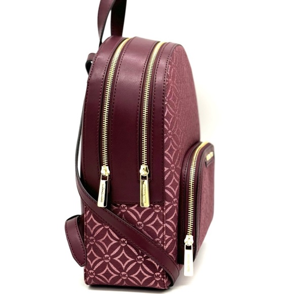 Michael Kors Jaycee Medium Zip Pocket Backpack Ox Blood Multi - Picture 4 of 12